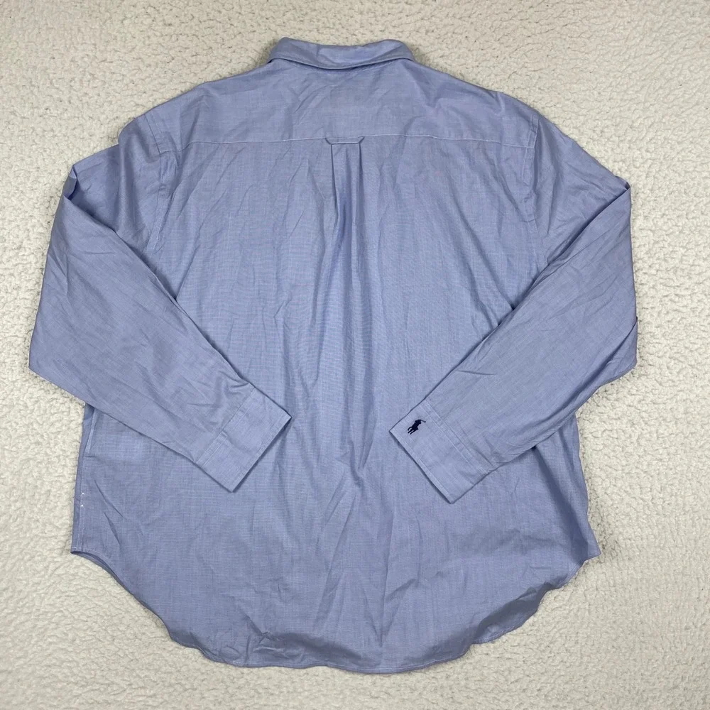 Polo Ralph Lauren Button Down Shirt Mens XXL Blue Oversize Fit End On End Cotton